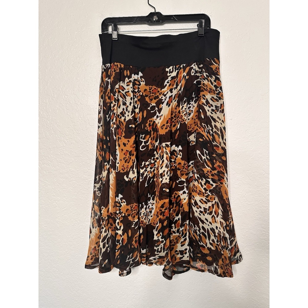 Silk Club Collect Y2K Womens Leopard Animal Print Flowy Skirt Pull-On - Picture 2 of 5